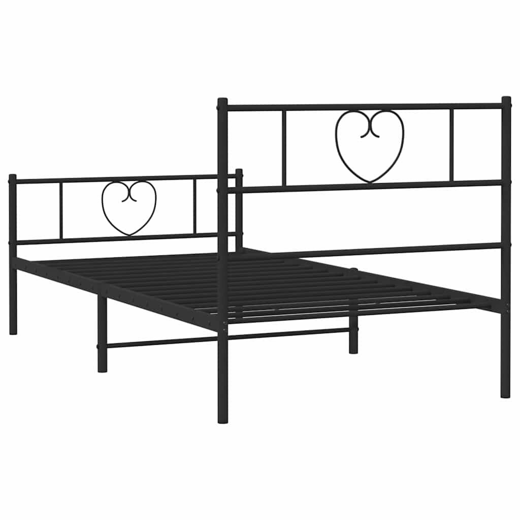 vidaXL Metal Bed Frame without Mattress with Footboard Black 100x190cm