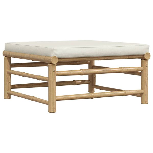 vidaXL 3 Piece Garden Lounge Set with Cream White Cushions Bamboo