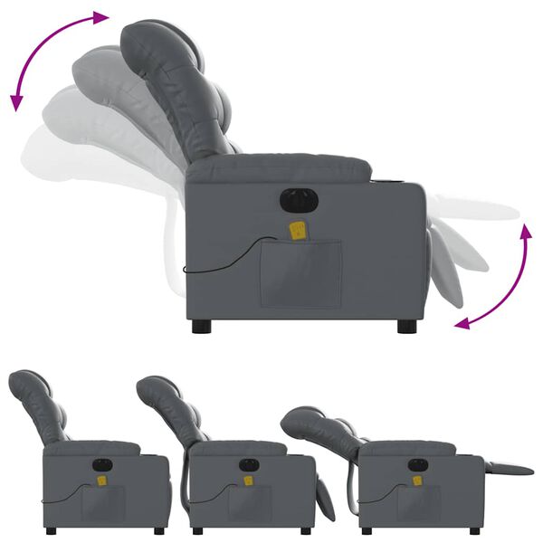 vidaXL Electric Massage Recliner Chair Grey Faux Leather