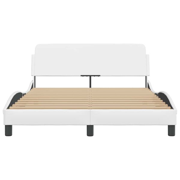 vidaXL Bed Frame "Dover" White 137x190 cm Double Faux Leather