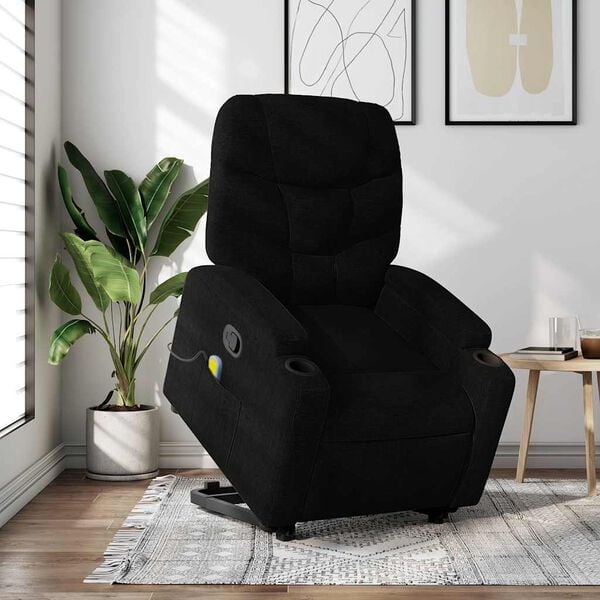 vidaXL Stand up Massage Recliner Chair Black Fabric