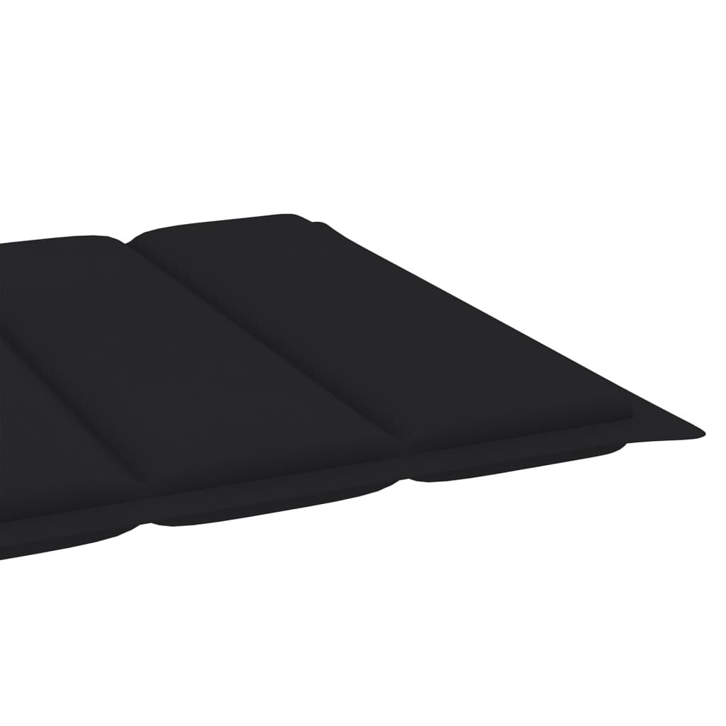 vidaXL Sun Loungers 2 pcs with Black Cushion Solid Teak Wood