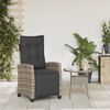 vidaXL Reclining Garden Chair with Footrest Grey Poly Rattan