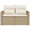 vidaXL Garden Sofa with Cushions 2-Seater Beige Poly Rattan