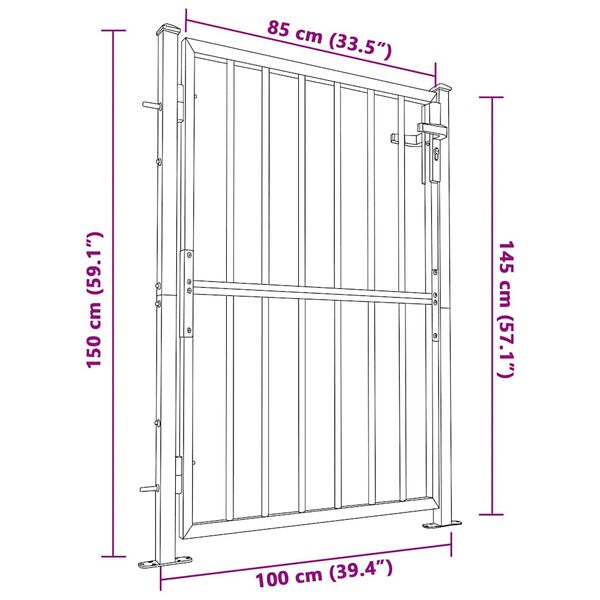 vidaXL Garden Gate 100x150 cm Stainless Steel