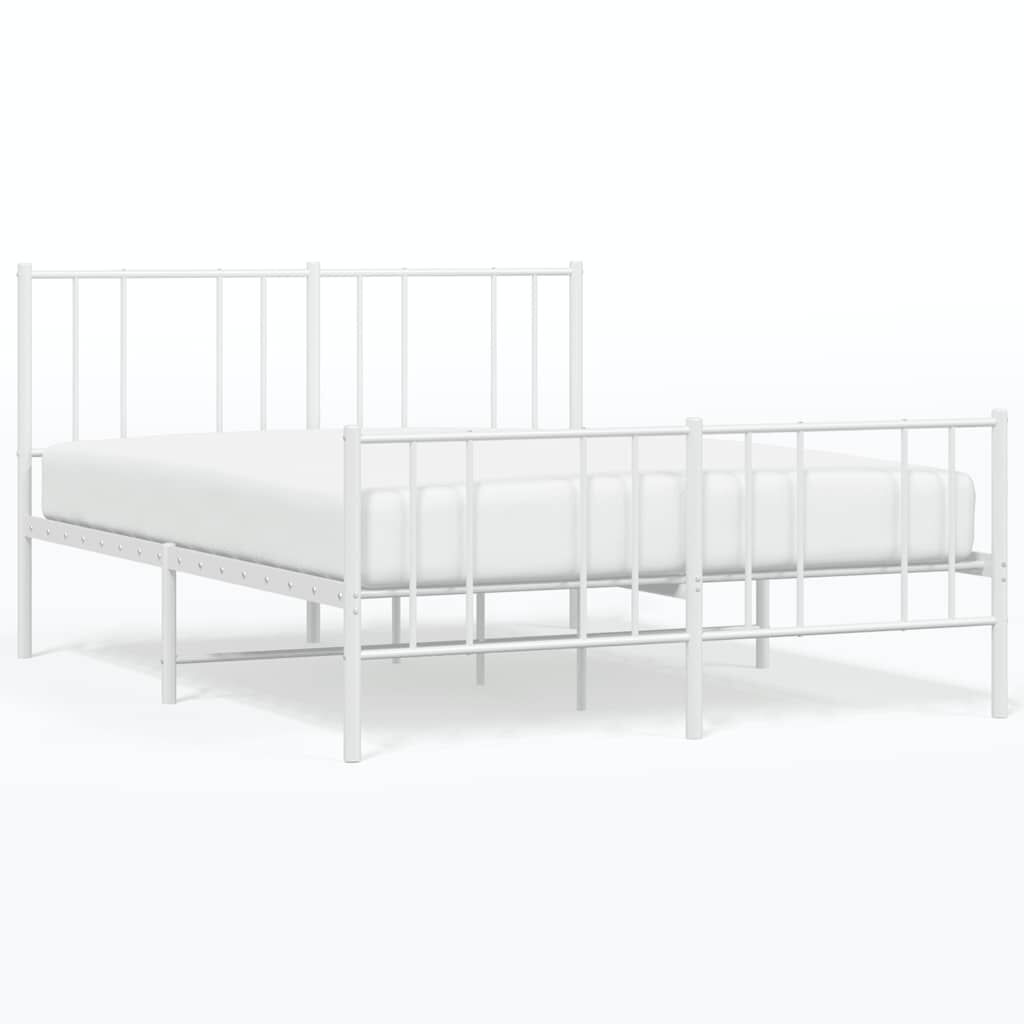 vidaXL Metal Bed Frame without Mattress with Footboard White 150x200cm