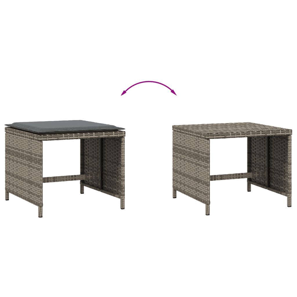 vidaXL Garden Stools with Cushions 4 pcs Grey 40x40x35 cm Poly Rattan