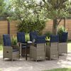 vidaXL Garden Dining Set with Cushion 7 pcs Black Poly Rattan