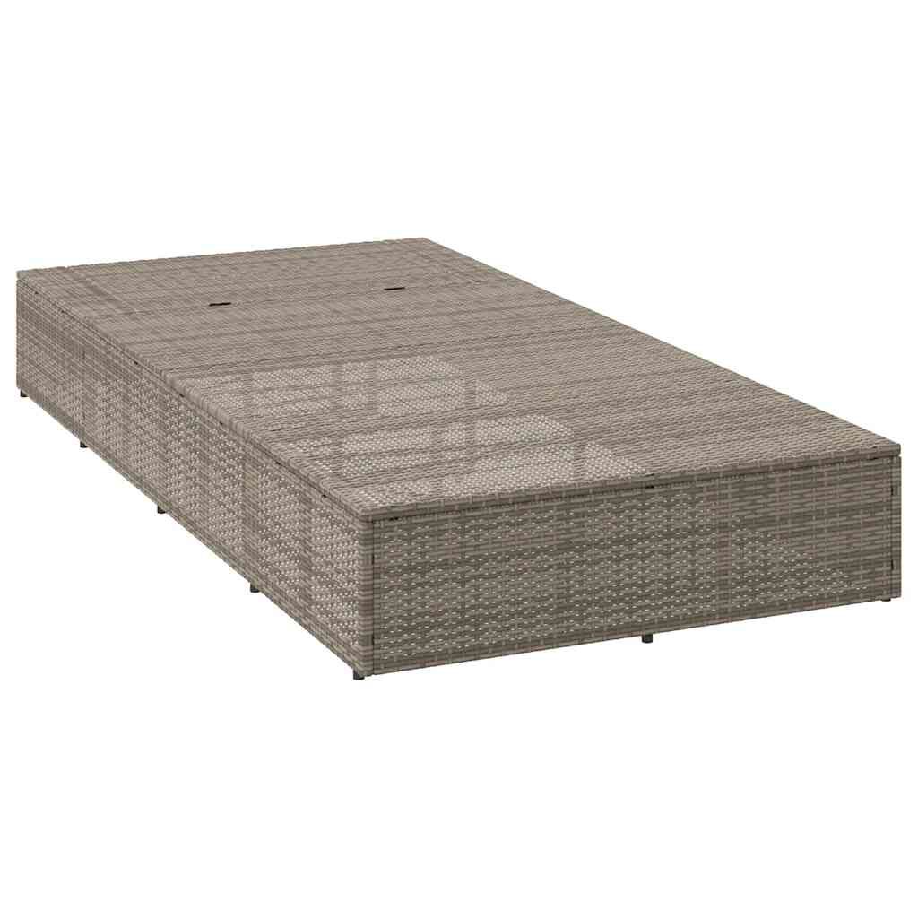 vidaXL Sunbed with Floating Cushion Grey Poly Rattan
