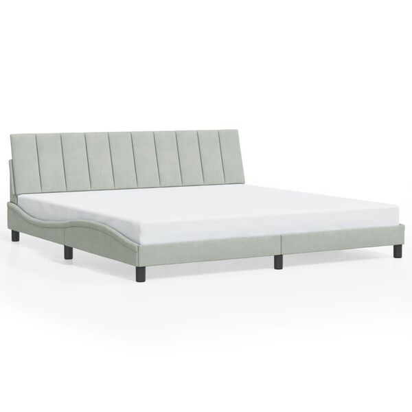vidaXL Bed Frame without Mattress "Hanko" Light Grey 193x203 cm Velvet