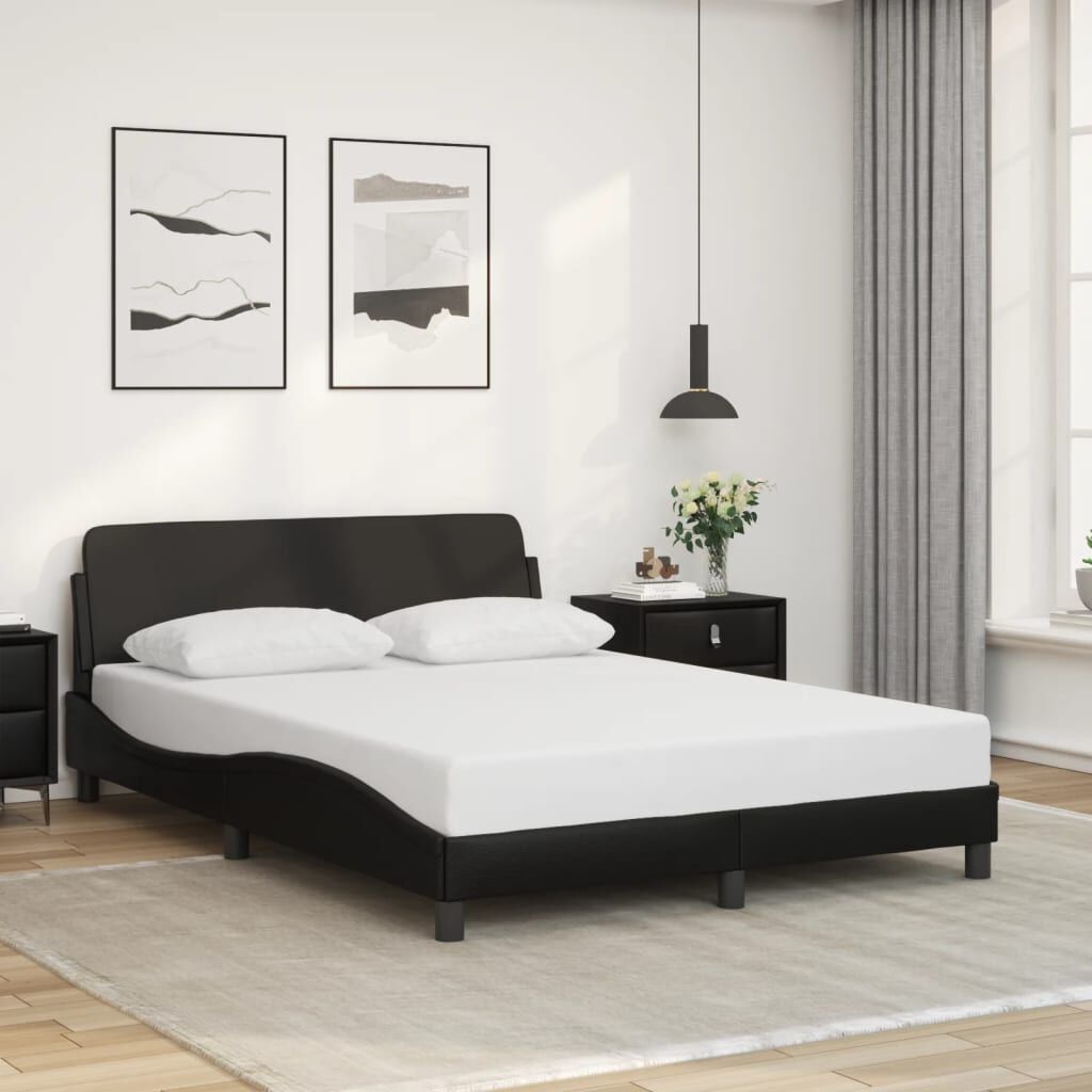 vidaXL Bed Frame without Mattress Black 137x187 cm Double Faux Leather