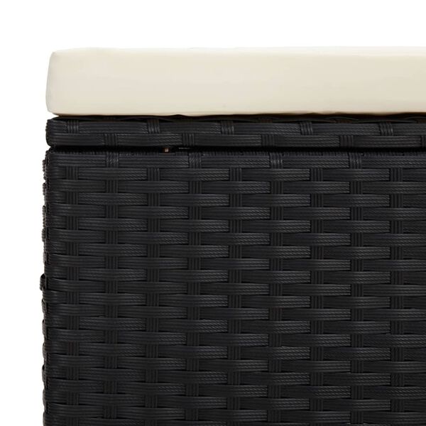 vidaXL Ottomans with Cushions 2 pcs Black 40x30x40 cm Poly Rattan