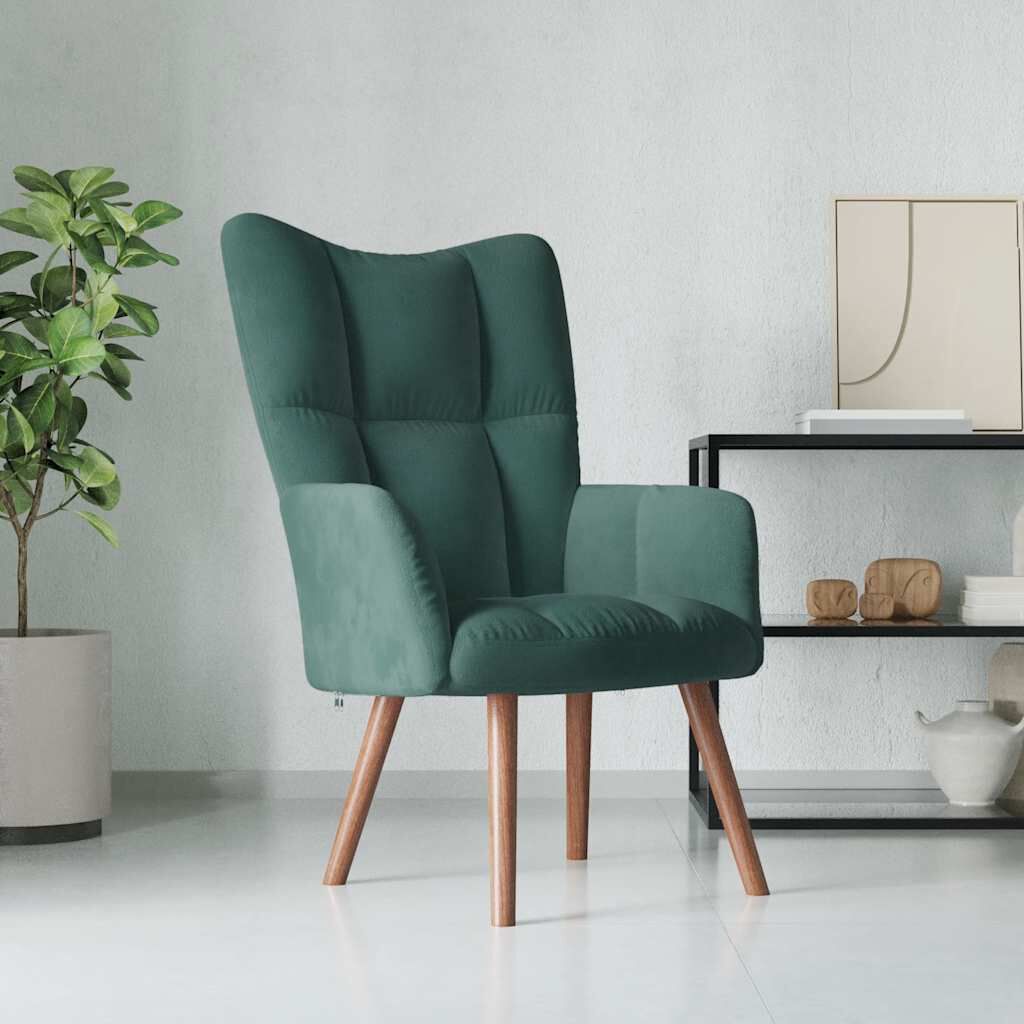 vidaXL Relaxing Chair Dark Green Velvet