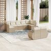 vidaXL 9 Piece Garden Sofa Set with Cushions Beige Poly Rattan