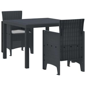 vidaXL Garden Dining Set 3 pcs Anthracite Polt rattan