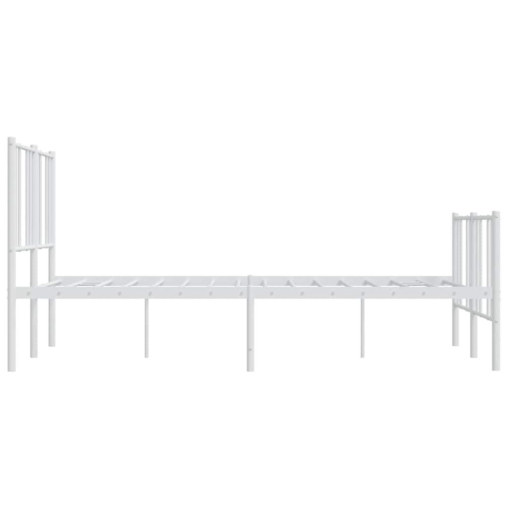 vidaXL Metal Bed Frame without Mattress with Footboard White 135x190cm