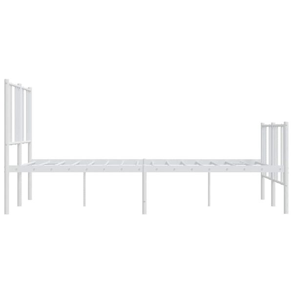vidaXL Metal Bed Frame without Mattress with Footboard White 135x190cm