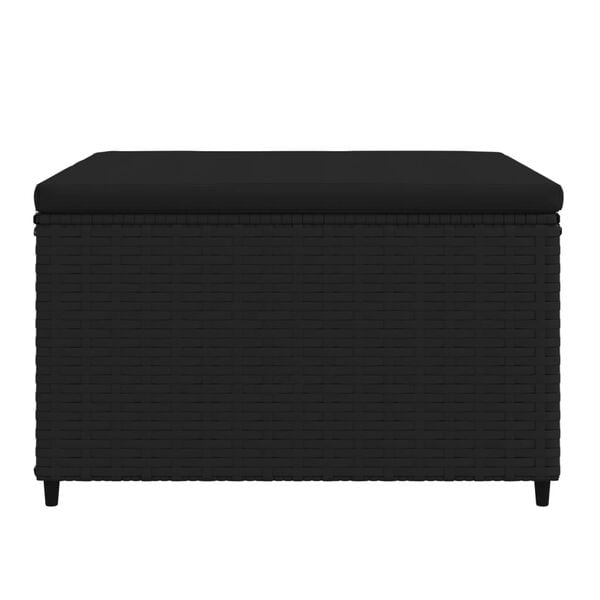vidaXL Garden Footrests with Cushions 2 pcs Black Poly Rattan