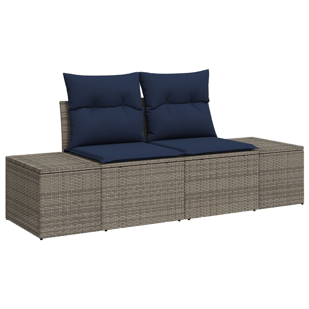 vidaXL 11 Piece Garden Sofa Set with Cushions Grey Poly Rattan