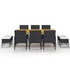 vidaXL 11 Piece Garden Dining Set Black