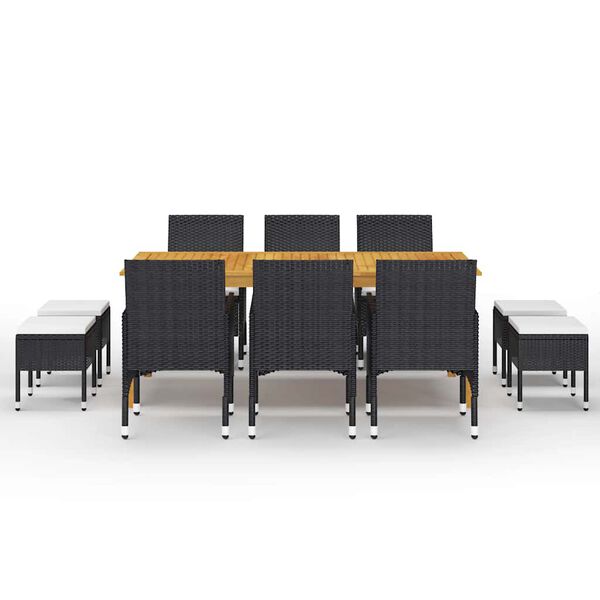 vidaXL 11 Piece Garden Dining Set Black