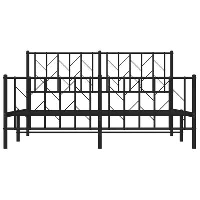 vidaXL Metal Bed Frame with Headboard and Footboard Black 150x200 cm King Size