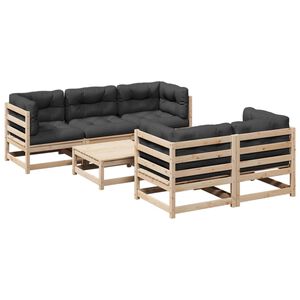 vidaXL 6 Piece Garden Sofa Set with Cushions Solid Wood Pine