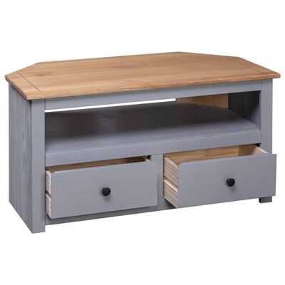 vidaXL Corner TV Cabinet Grey 93x49x49 cm Solid Pine Panama Range