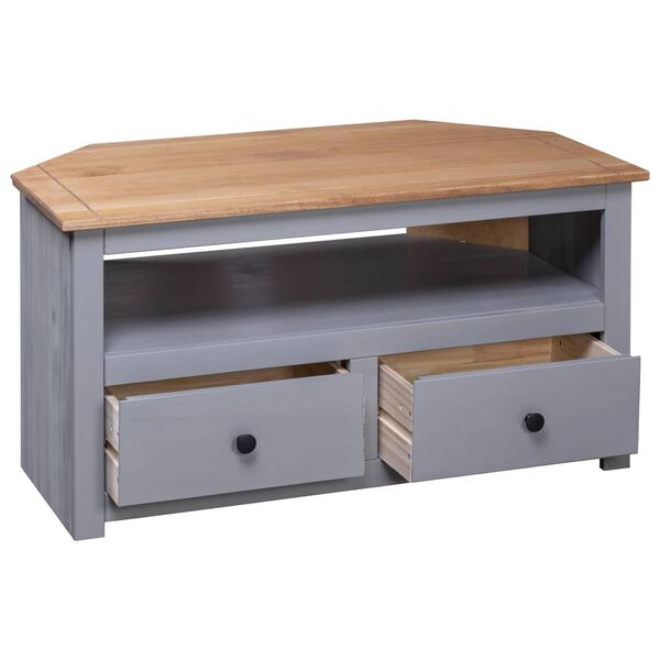 vidaXL Corner TV Cabinet Grey 93x49x49 cm Solid Pine Panama Range