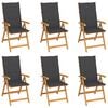 vidaXL Folding Chairs 6 pcs with Anthracite Cushions Solid Teak Wood