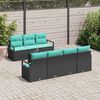 vidaXL Garden Sofa Set 8 pcs Black and Turquoise Poly Rattan