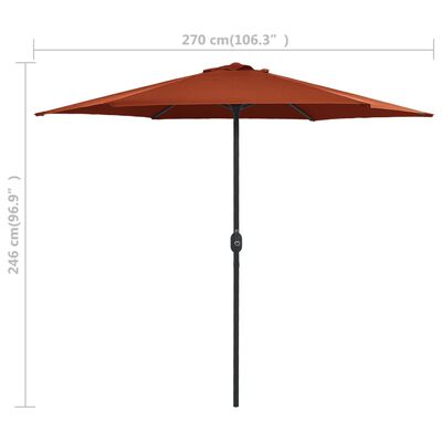 vidaXL Outdoor Parasol with Aluminium Pole 270x246 cm Terracotta