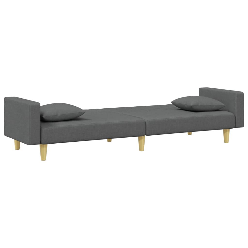 vidaXL 2-Seater Sofa Bed with Pillows and Footstool Dark Grey Fabric