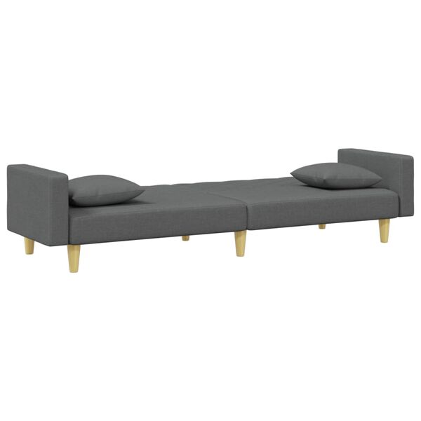 vidaXL 2-Seater Sofa Bed with Pillows and Footstool Dark Grey Fabric