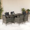 vidaXL 7 Piece Garden Dining Set with Cushions Grey Poly Rattan
