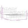 vidaXL Metal Bed Frame without Mattress with Footboard White 150x200cm