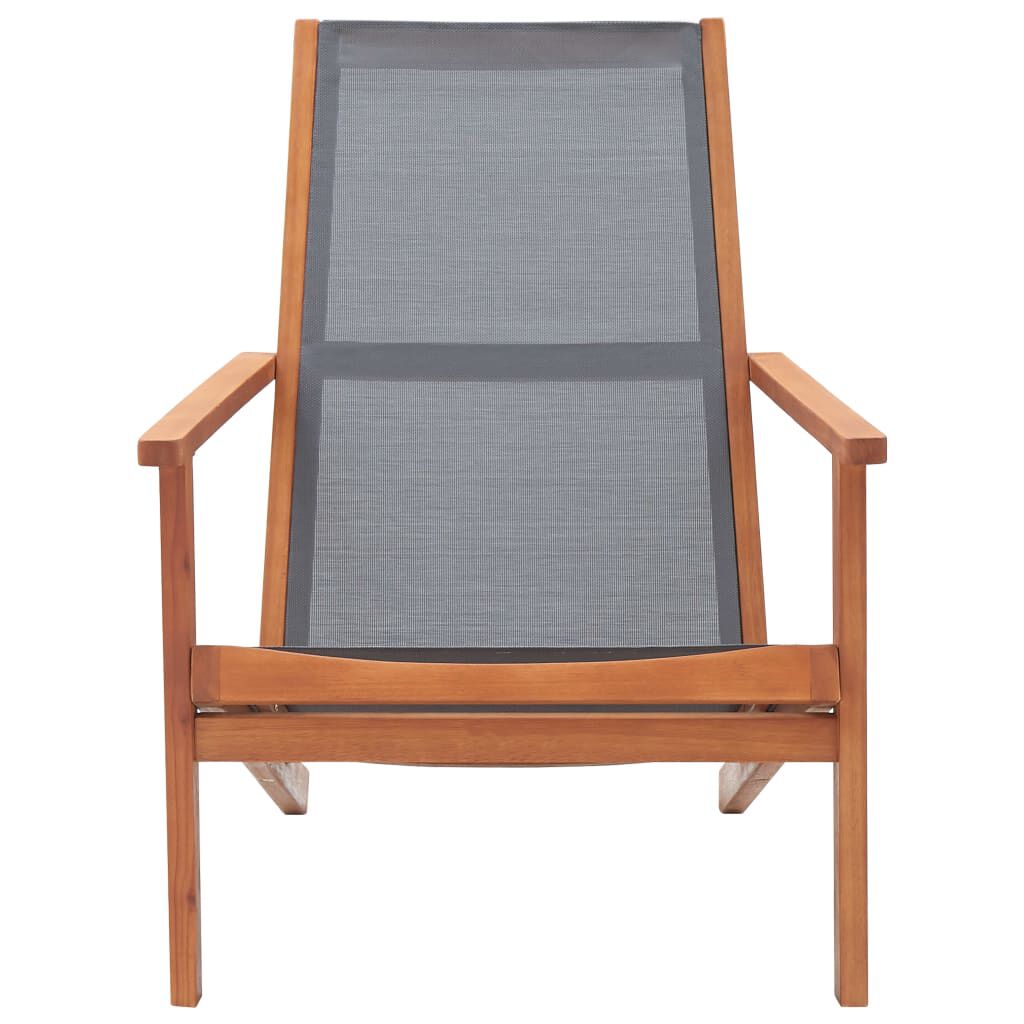 vidaXL Garden Lounge Chair Grey Solid Eucalyptus Wood and Textilene