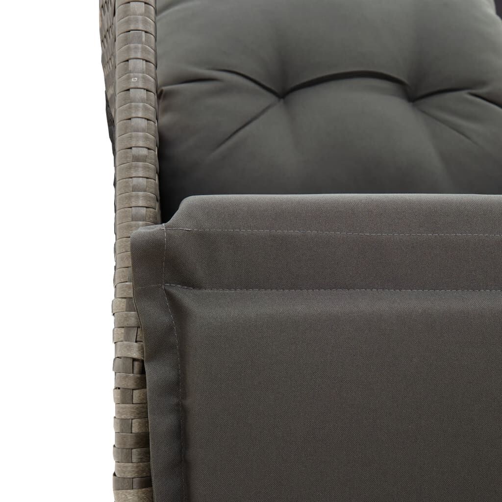 vidaXL Reclining Garden Chair with Cushions Grey Poly Rattan