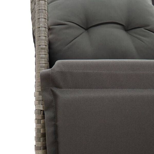 vidaXL Reclining Garden Chair with Cushions Grey Poly Rattan