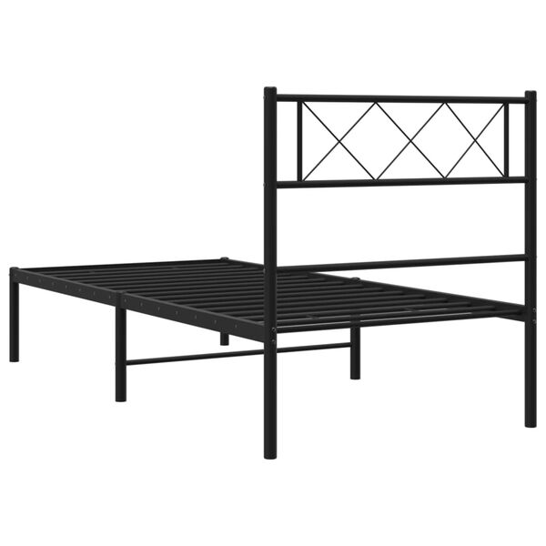 vidaXL Metal Bed Frame without Mattress with Headboard Black 100x190cm