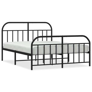 vidaXL Metal Bed Frame without Mattress with Footboard Black 150x200cm