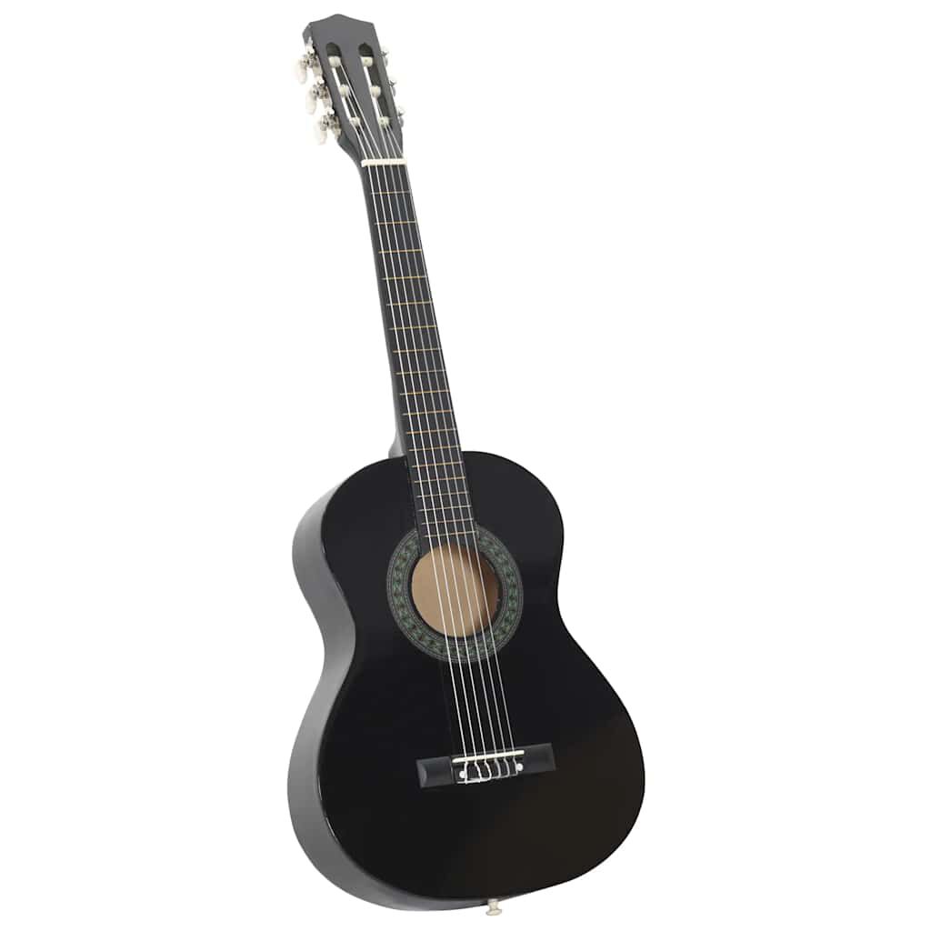 vidaXL 8 Piece Classical Guitar Beginner Set Black 1/2 34"