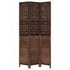 vidaXL Room Divider 3 Panels Dark Brown Solid Wood Paulownia