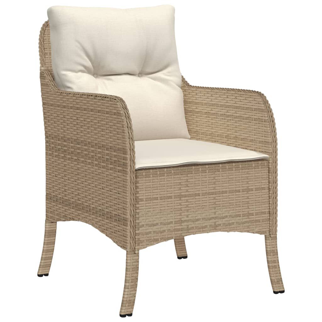 vidaXL 7 Piece Garden Dining Set with Cushions Beige Poly Rattan