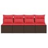 vidaXL Garden Sofa with Cushion Brown 220 x 62 x 69cm Poly Rattan