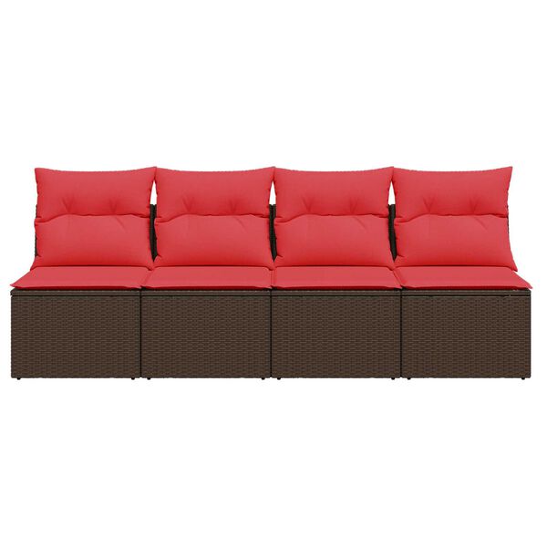 vidaXL Garden Sofa with Cushion Brown 220 x 62 x 69cm Poly Rattan