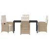 vidaXL Garden Dining Set with Cushion 5 pcs Beige Poly Rattan
