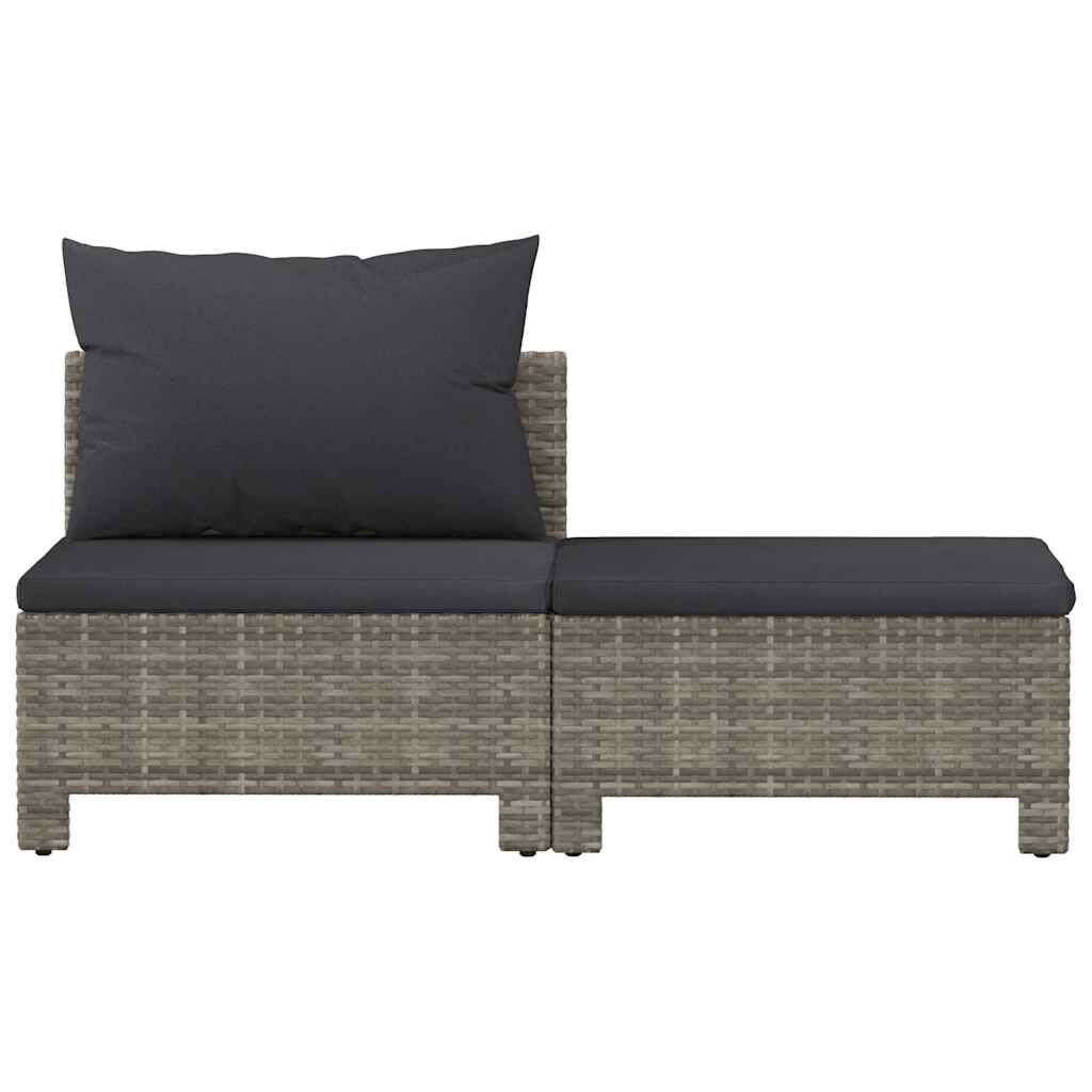 vidaXL 2 Piece Garden Lounge Set with Cushions Grey Poly Rattan