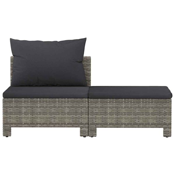 vidaXL 2 Piece Garden Lounge Set with Cushions Grey Poly Rattan