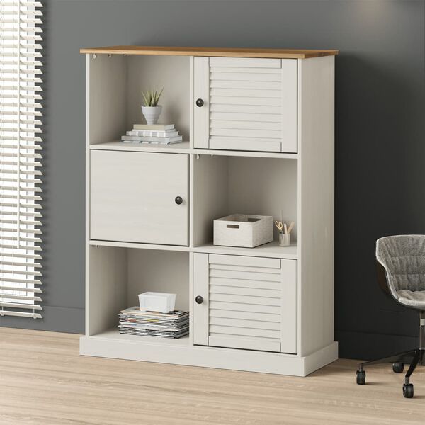 vidaXL Bookcase VIGO White 90x35x114.5 cm Solid Wood Pine